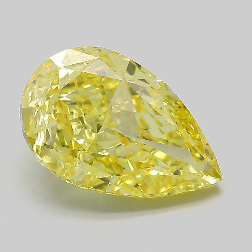 4.06 Ct. Fancy Vivid Yellow Pear Lab Grown Diamond