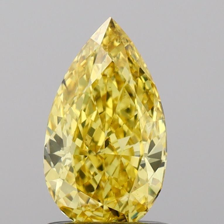 0.92 Ct. Fancy Vivid Yellow Pear Lab Grown Diamond