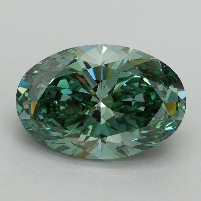 5.08 Ct. Fancy Vivid Pacific Green Oval Lab Grown Diamond
