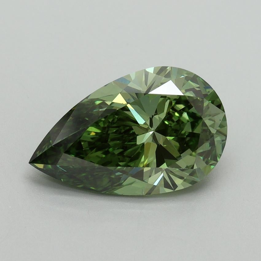 3.13 Ct. Fancy Vivid Green Pear Lab Grown Diamond