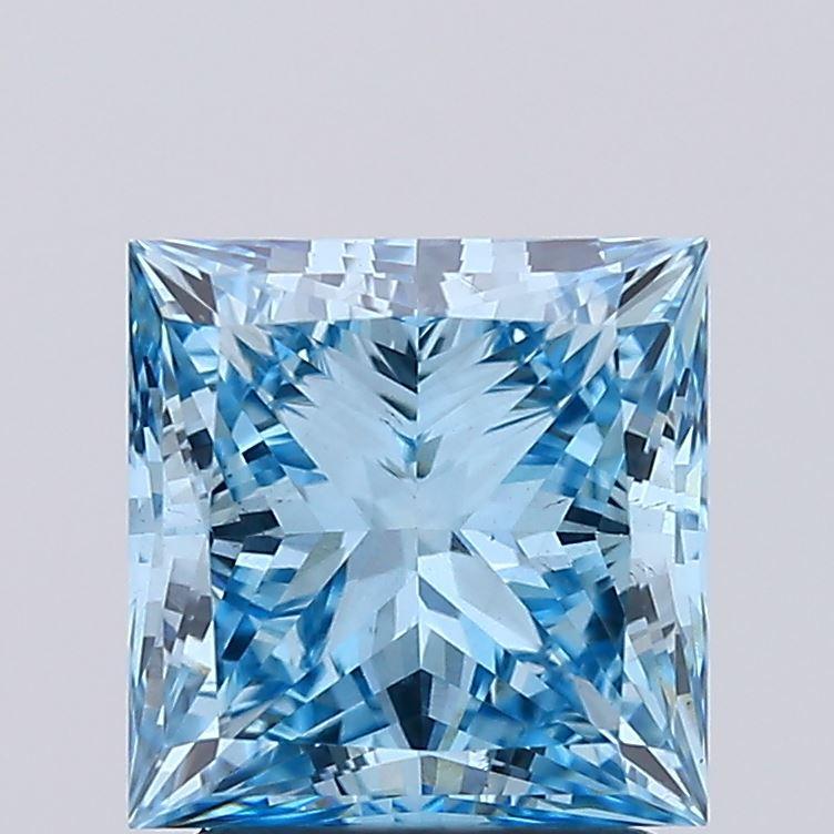 2.20 Ct. Fancy Vivid Blue Princess Lab Grown Diamond