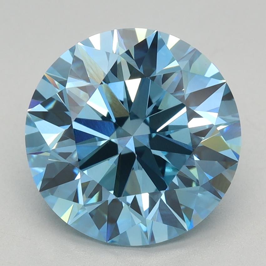 3.08 Ct. Fancy Vivid Blue Round Lab Grown Diamond