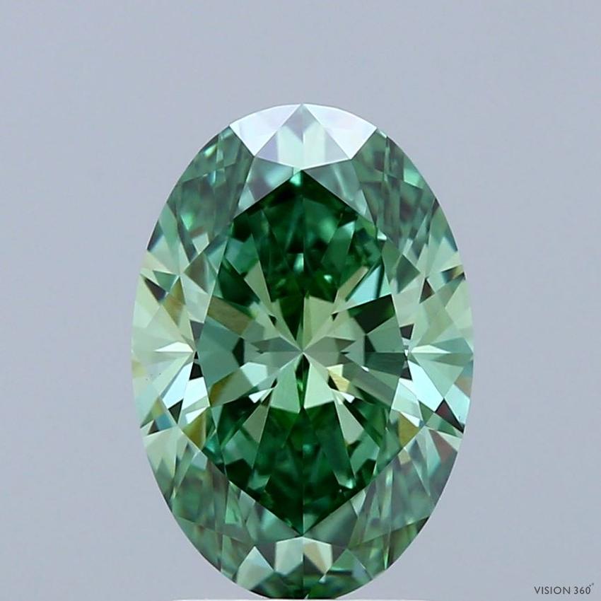 2.59 Ct. Fancy Vivid Green Oval Lab Grown Diamond