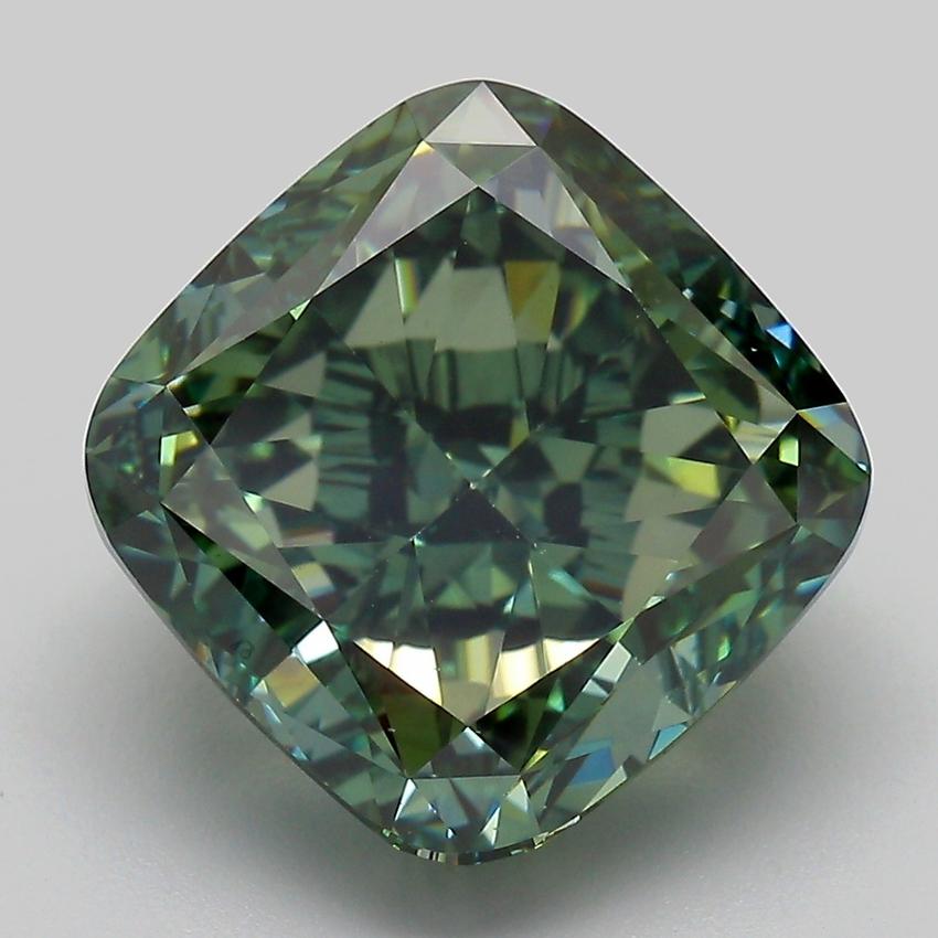 9.20 Ct. Fancy Intense  Green Cushion Lab Grown Diamond