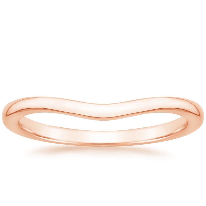 14K Rose Gold Petite Curved Wedding Ring, large top view