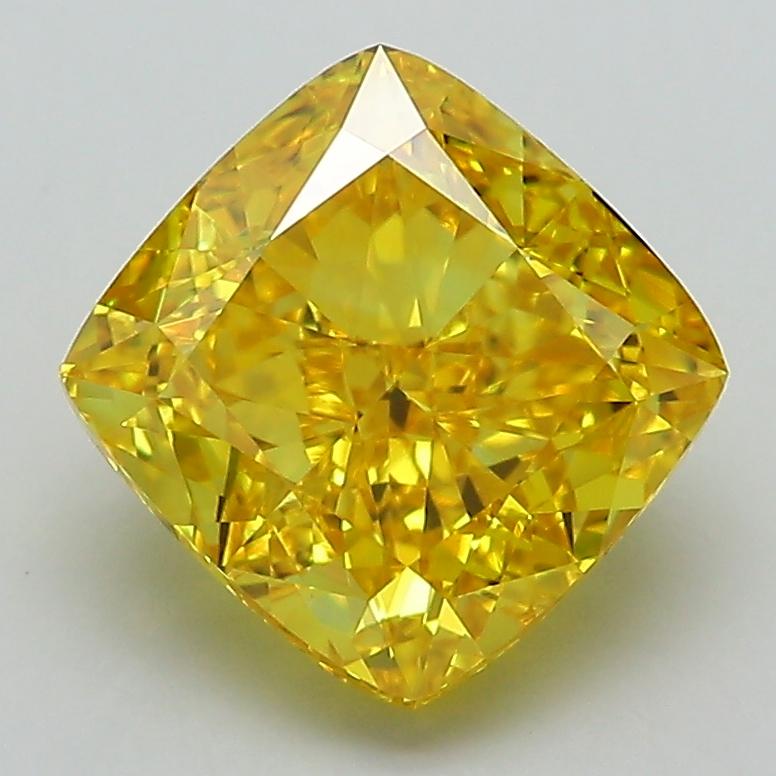 2.93 Ct. Fancy Vivid Yellow Cushion Lab Grown Diamond