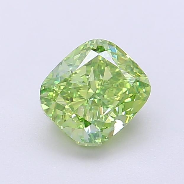1.09 Ct. Fancy Vivid Green Cushion Lab Grown Diamond