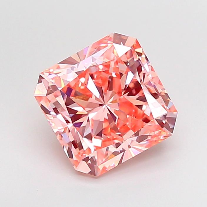 4.09 Ct. Fancy Vivid  Pink Radiant Lab Grown Diamond