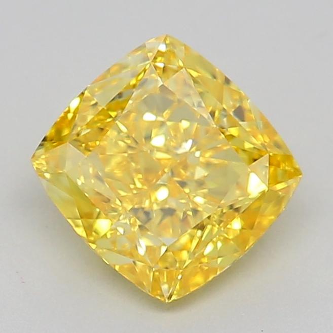 0.85 Ct. Fancy Vivid Yellow Cushion Lab Grown Diamond