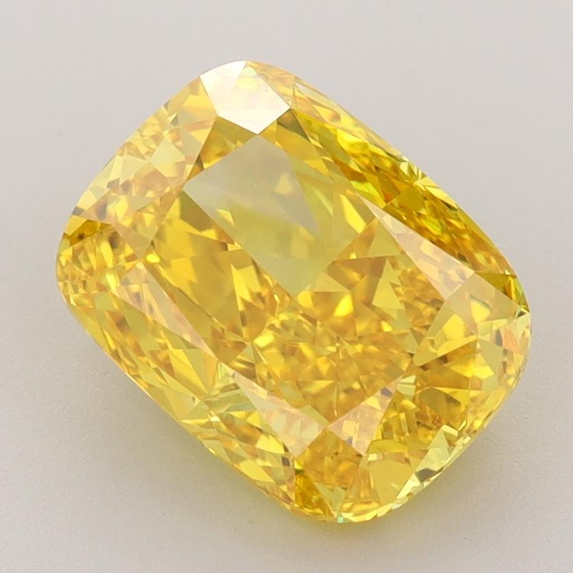3.05 Ct. Fancy Vivid  Yellow Cushion Lab Grown Diamond