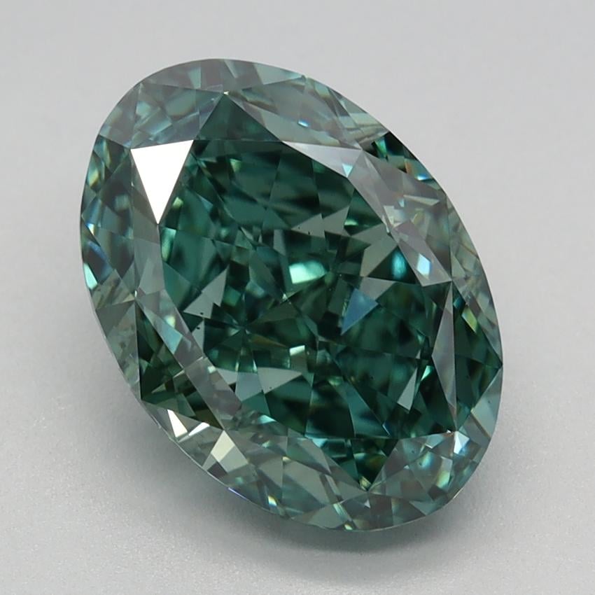 2.85 Ct. Fancy Vivid Green Oval Lab Grown Diamond