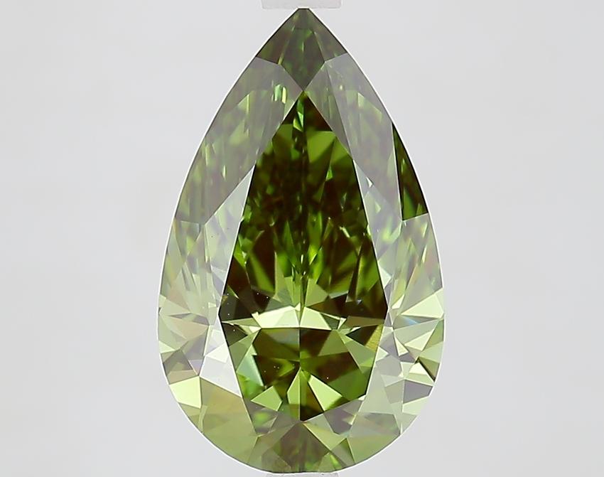 3.08 Ct. Fancy Vivid Green Pear Lab Grown Diamond