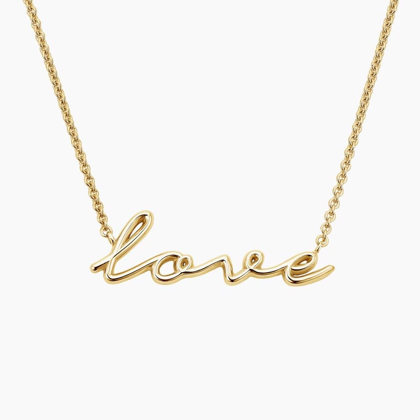 Script Love Pendant Necklace in 14K Yellow Gold | Brilliant Earth