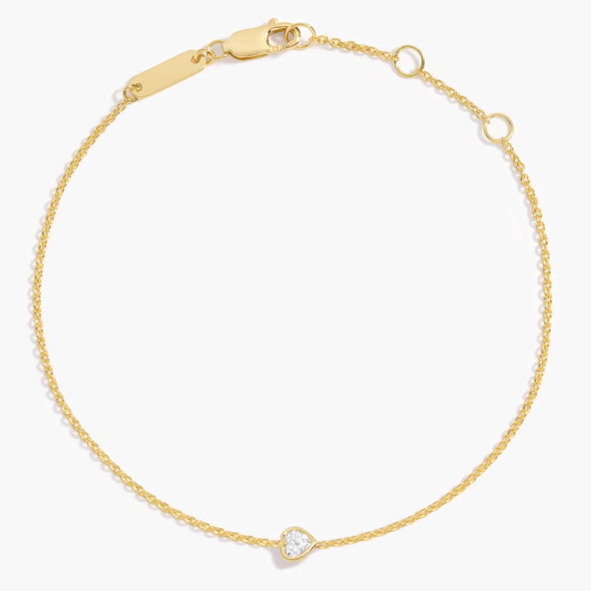 14K Yellow Gold Heart Lab Diamond Bezel Bracelet (1/8 ct. tw.)