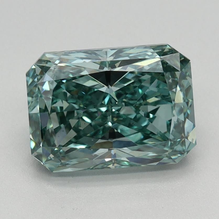 1.52 Ct. Fancy Vivid Bluish Green Radiant Lab Grown Diamond