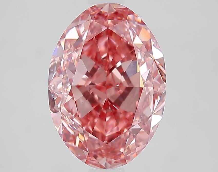 2.93 Ct. Fancy Vivid Brownish Pink Oval Lab Grown Diamond