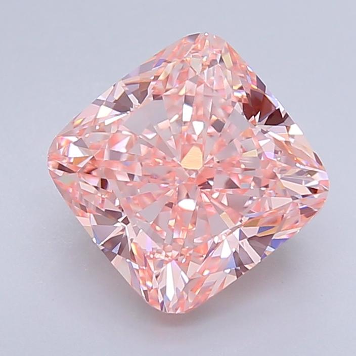 4.06 Ct. Fancy Vivid  Pink Cushion Lab Grown Diamond