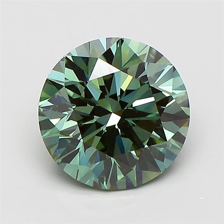 3.05 Ct. Fancy Vivid Bluish Green Round Lab Grown Diamond