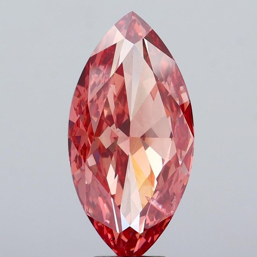 10.12 Ct. Fancy Vivid Brownish Pink Marquise Lab Grown Diamond