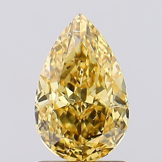 1.53 Ct. Fancy Vivid Brownish Yellow Pear Lab Grown Diamond