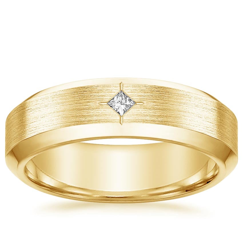 Caspian Diamond 6mm Wedding Ring in 18K Yellow Gold