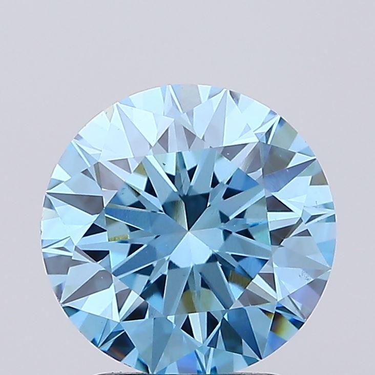 2.05 Ct. Fancy Vivid Blue Round Lab Grown Diamond