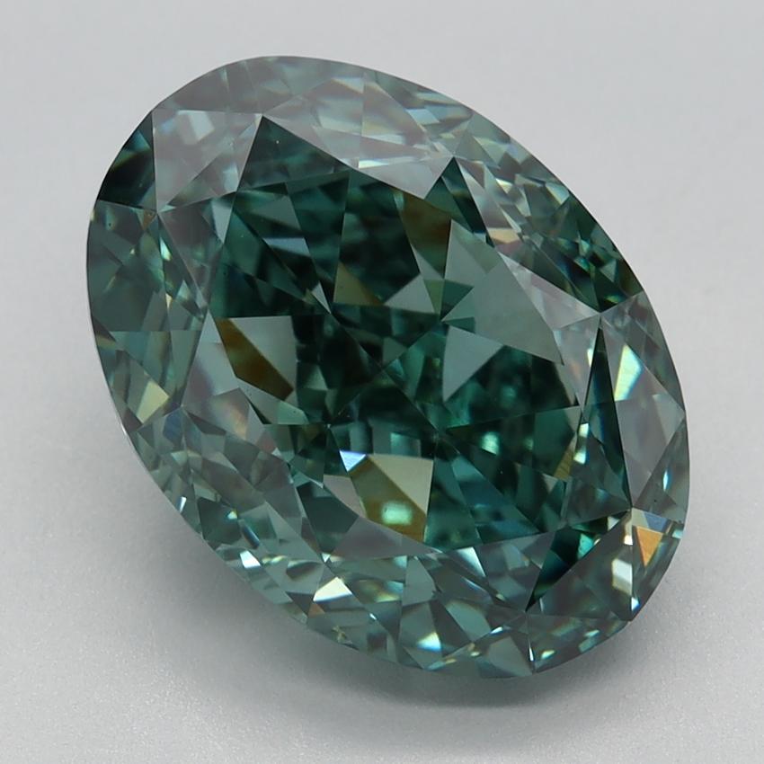 5.36 Ct. Fancy Vivid Green Oval Lab Grown Diamond