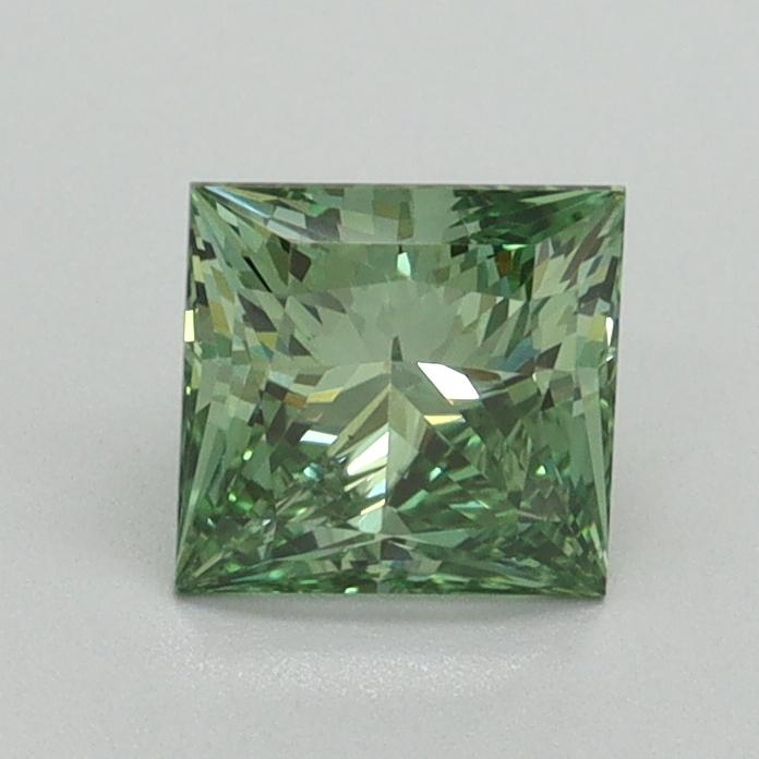 0.91 Ct. Fancy Vivid Green Princess Lab Grown Diamond
