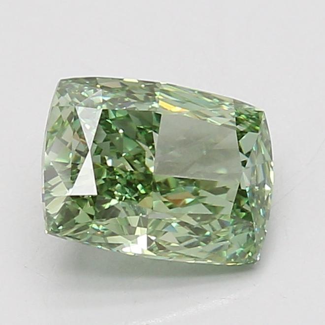 2.09 Ct. Fancy Vivid Green Cushion Lab Grown Diamond