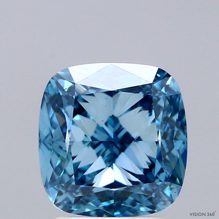 3.00 Ct. Fancy Vivid Blue Cushion Lab Grown Diamond