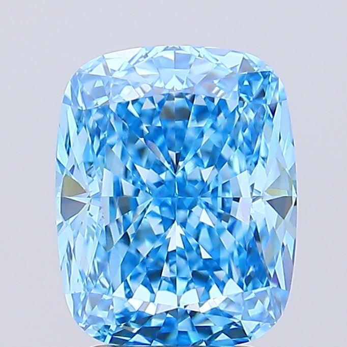3.57 Ct. Fancy Vivid Blue Cushion Lab Grown Diamond