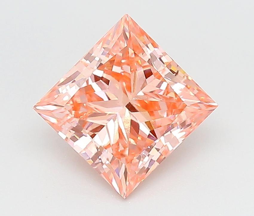 2.51 Ct. Fancy Intense Orangy Pink Princess Lab Grown Diamond