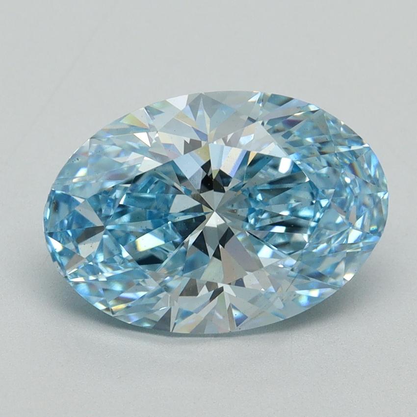 3.28 Ct. Fancy Vivid Blue Oval Lab Grown Diamond