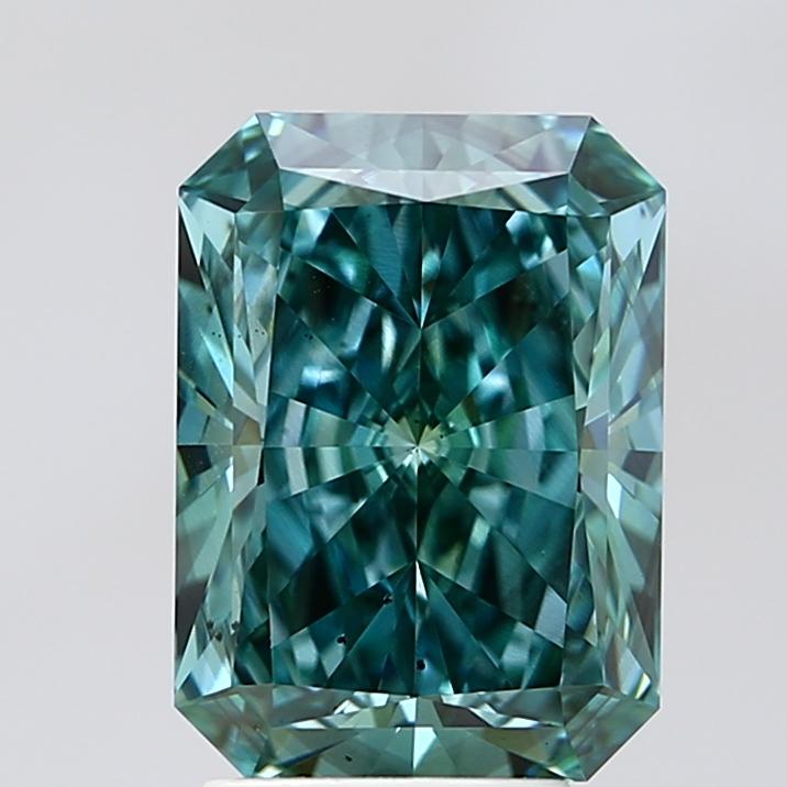 3.80 Ct. Fancy Vivid Bluish Green Radiant Lab Grown Diamond