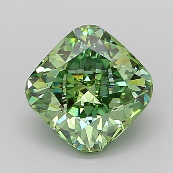 1.09 Ct. Fancy Vivid Green Cushion Lab Grown Diamond