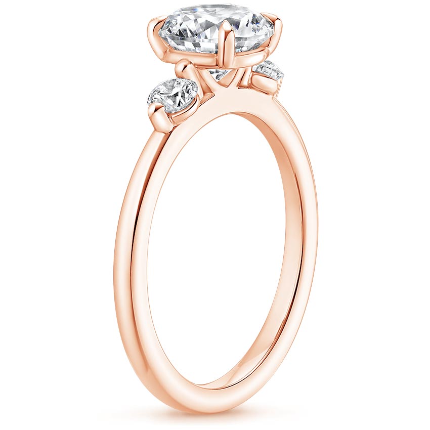 14K Rose Gold Perfect Fit Three Stone Diamond Ring, large side view