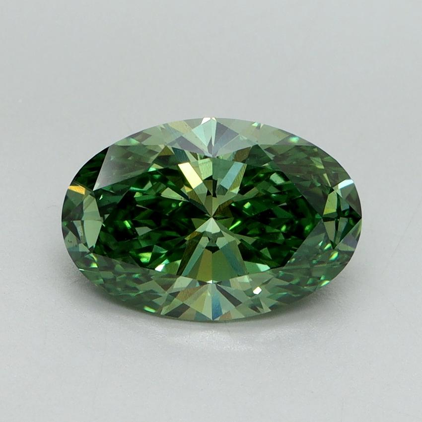 2.19 Ct. Fancy Vivid Green Oval Lab Grown Diamond