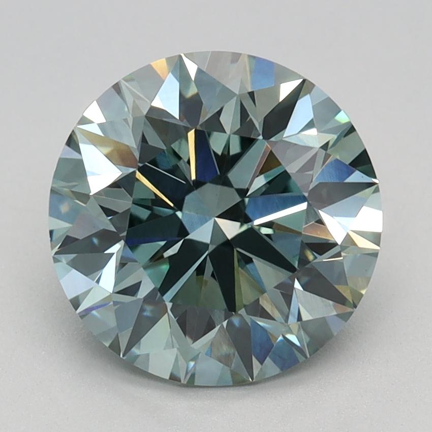 2.16 Ct. Fancy Intense Greenish Blue Round Lab Grown Diamond