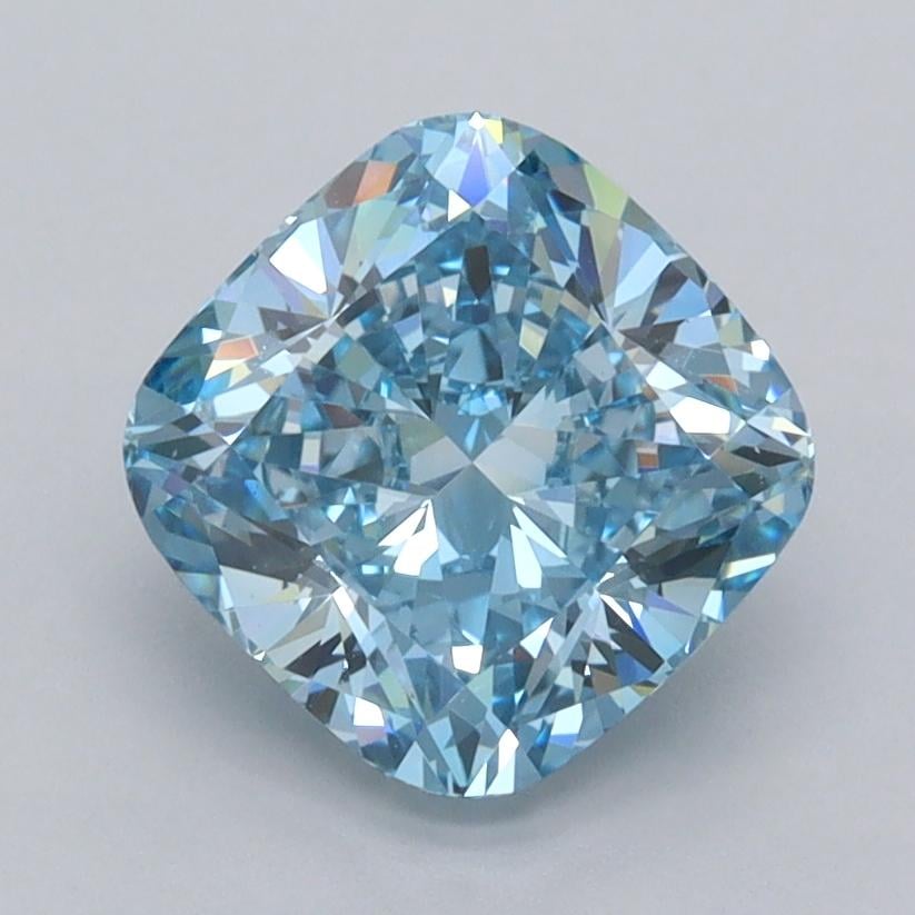 2.02 Ct. Fancy Vivid  Blue Cushion Lab Grown Diamond
