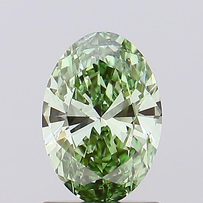 1.04 Ct. Fancy Vivid Green Oval Lab Grown Diamond