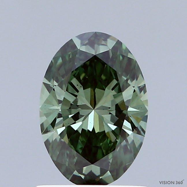 1.02 Ct. Fancy Vivid Green Oval Lab Grown Diamond