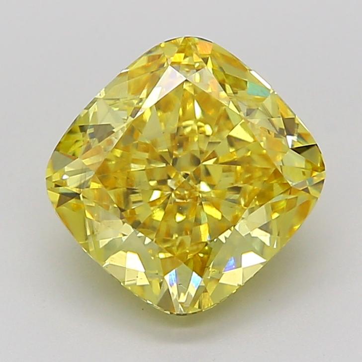 3.07 Ct. Fancy Intense Yellow Cushion Lab Grown Diamond