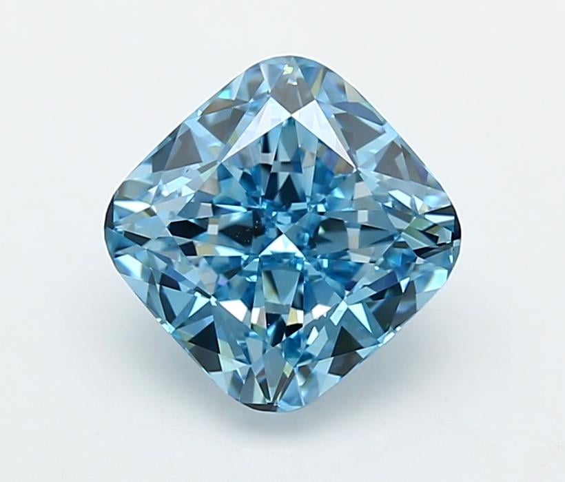 3.05 Ct. Fancy Vivid  Blue Cushion Lab Grown Diamond