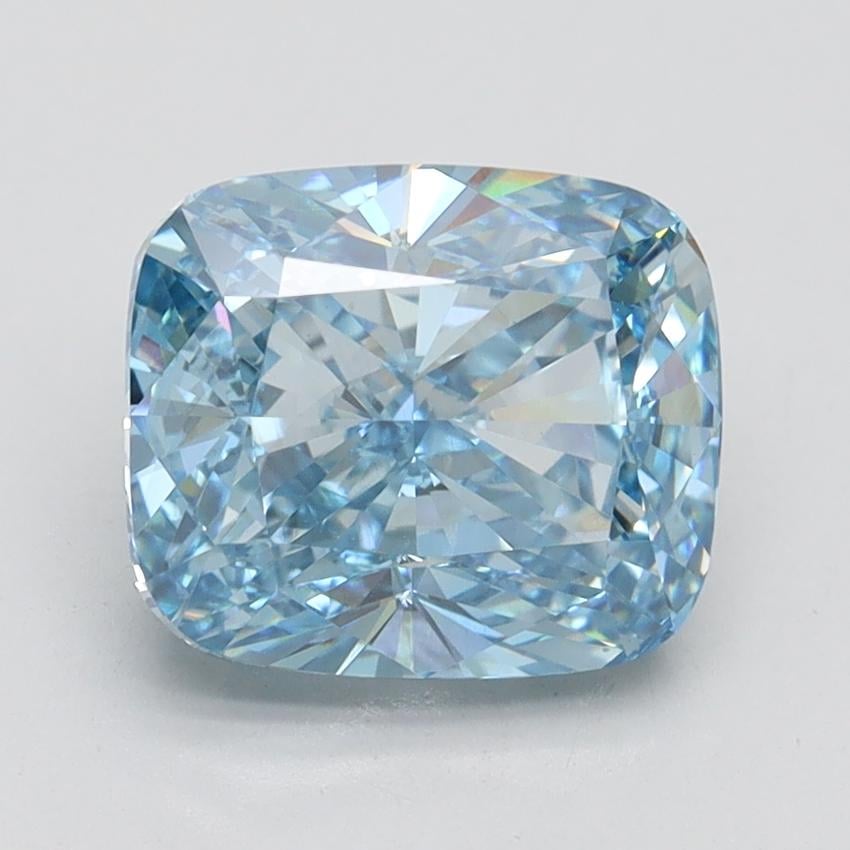 2.91 Ct. Fancy Vivid Blue Cushion Lab Grown Diamond