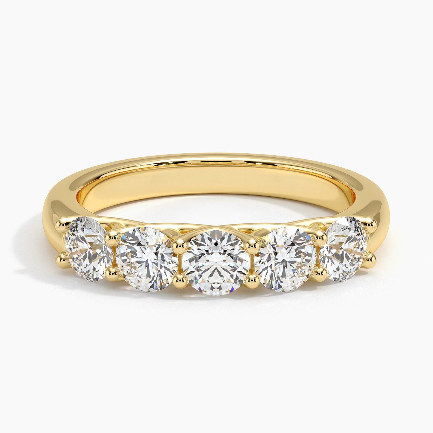 14K Gold Five Stone Diamond Wedding Ring Trellis Setting-G,I1 (G-H/I1-I2) –  Glitz Design
