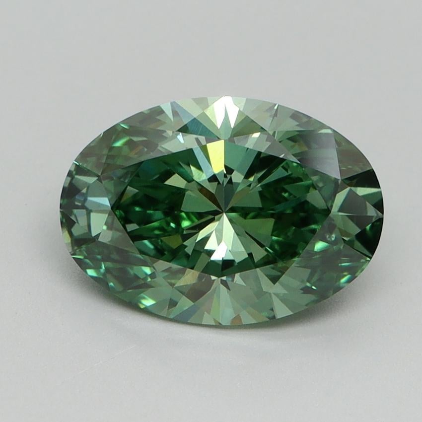 2.16 Ct. Fancy Vivid Green Oval Lab Grown Diamond