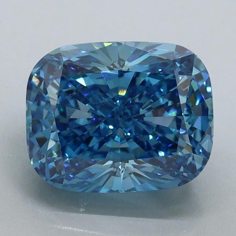 2.05 Ct. Fancy Vivid Malibu Blue Cushion Lab Grown Diamond