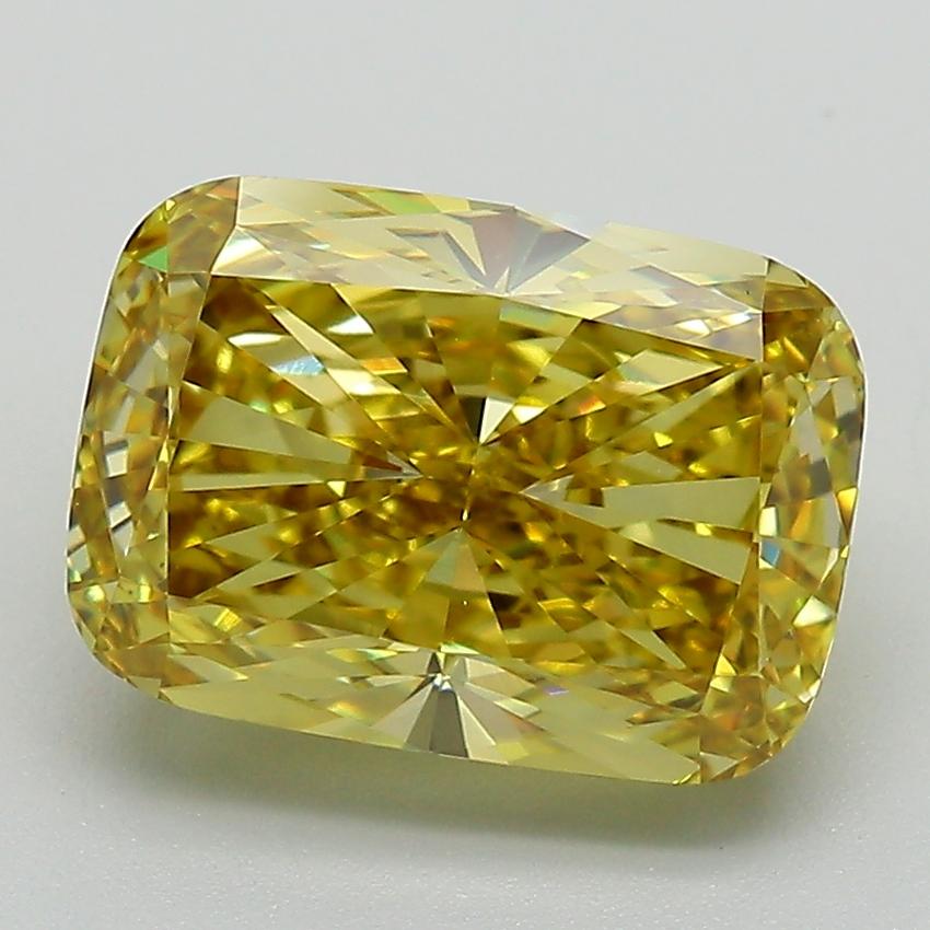 3.76 Ct. Fancy Intense Yellow Cushion Lab Grown Diamond