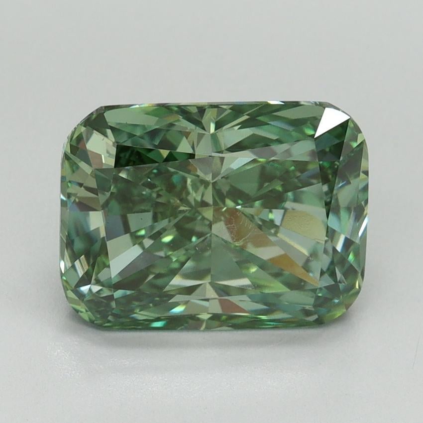 3.59 Ct. Fancy Vivid Green Cushion Lab Grown Diamond