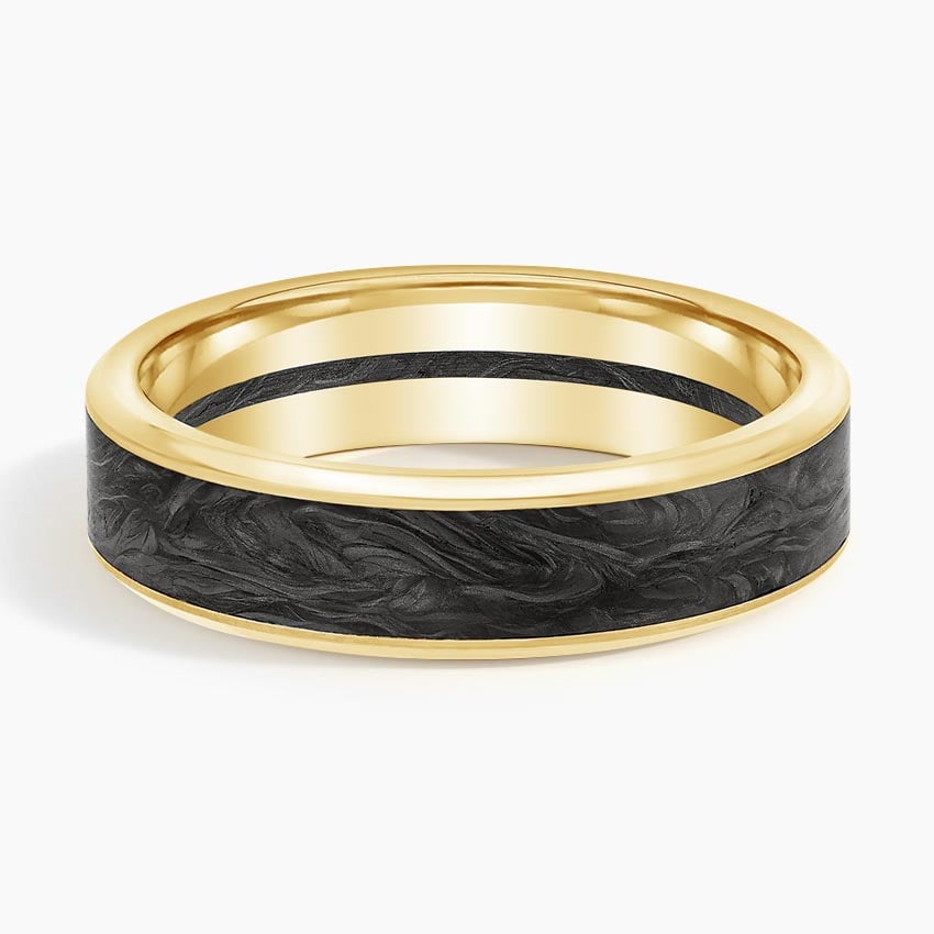 HERMES Black Carbon Fiber Inlaid 14K Rose Gold Polished Ring with Diamond  Accent - 8mm ~ (H65-182) - Roy Rose Jewelry